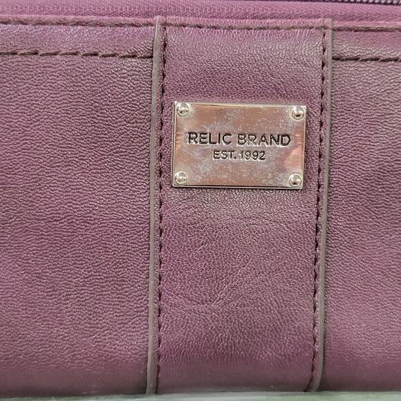 Vtg Relic Brand Est 1992 Zip Around Wallet Clutch Organizer Burgandy - Picture 3 of 9